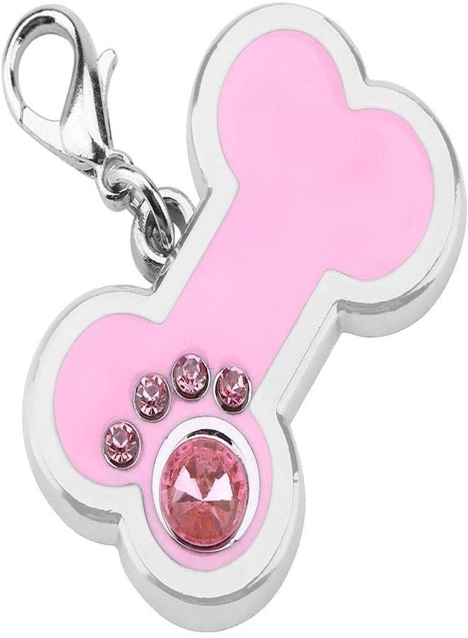 Pups&Pets قلادة لطيفة على شكل عظمة للحيوانات الأليفة من Pups&Pets | علامة تعريف جذابة ولامعة مقاومة للصدأ مصنوعة من الأحجار الكريمة | قلادة أو ميدالية جميلة للكلاب والقطط - قطعة واحدة (وردي) - Image 1